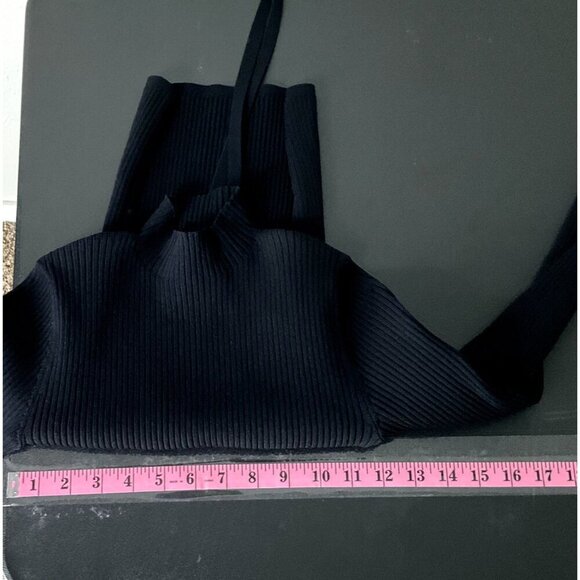 Aritzia Babaton Top‎ Women XS Black Mock Neck Long Sleeve Tie Back Sculpt Knit - Picture 8 of 11